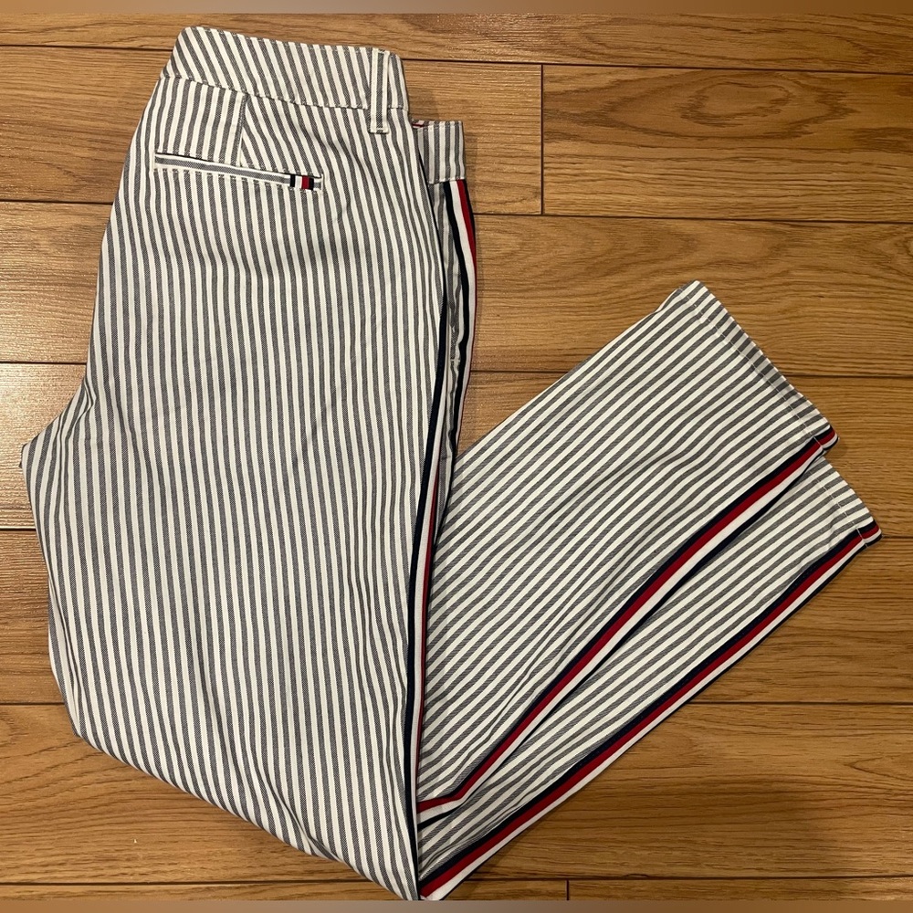 Tommy Hilfiger Hampton strech slim chino trouser womens Striped Pants size 8